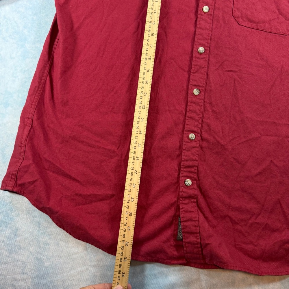 Eddie Bauer Button Down Shirt Mens TXL Red Excellent Relaxed Fit Cotton Twill - Picture 8 of 9